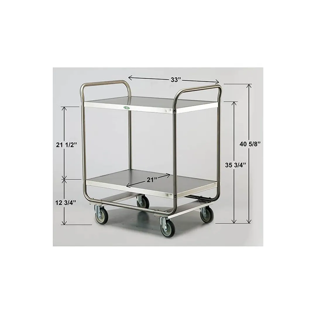 Lakeside 243 Stainless Steel 2-Shelf Tubular Utility Cart - 36" x 22" x 40-5/8"