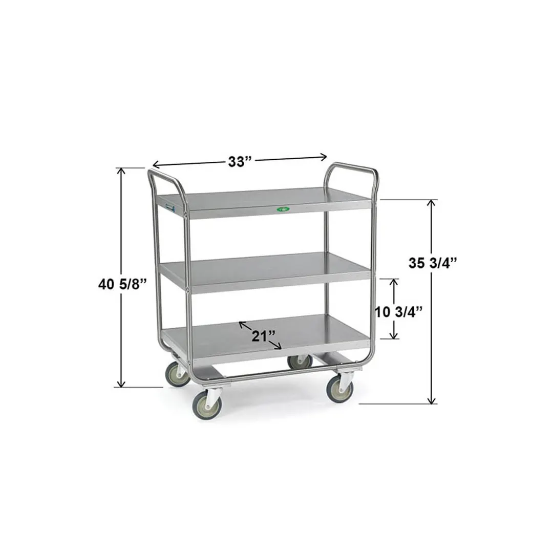 Lakeside 244 Stainless Steel 3-Shelf Tubular Utility Cart - 36" x 22" x 40-5/8"