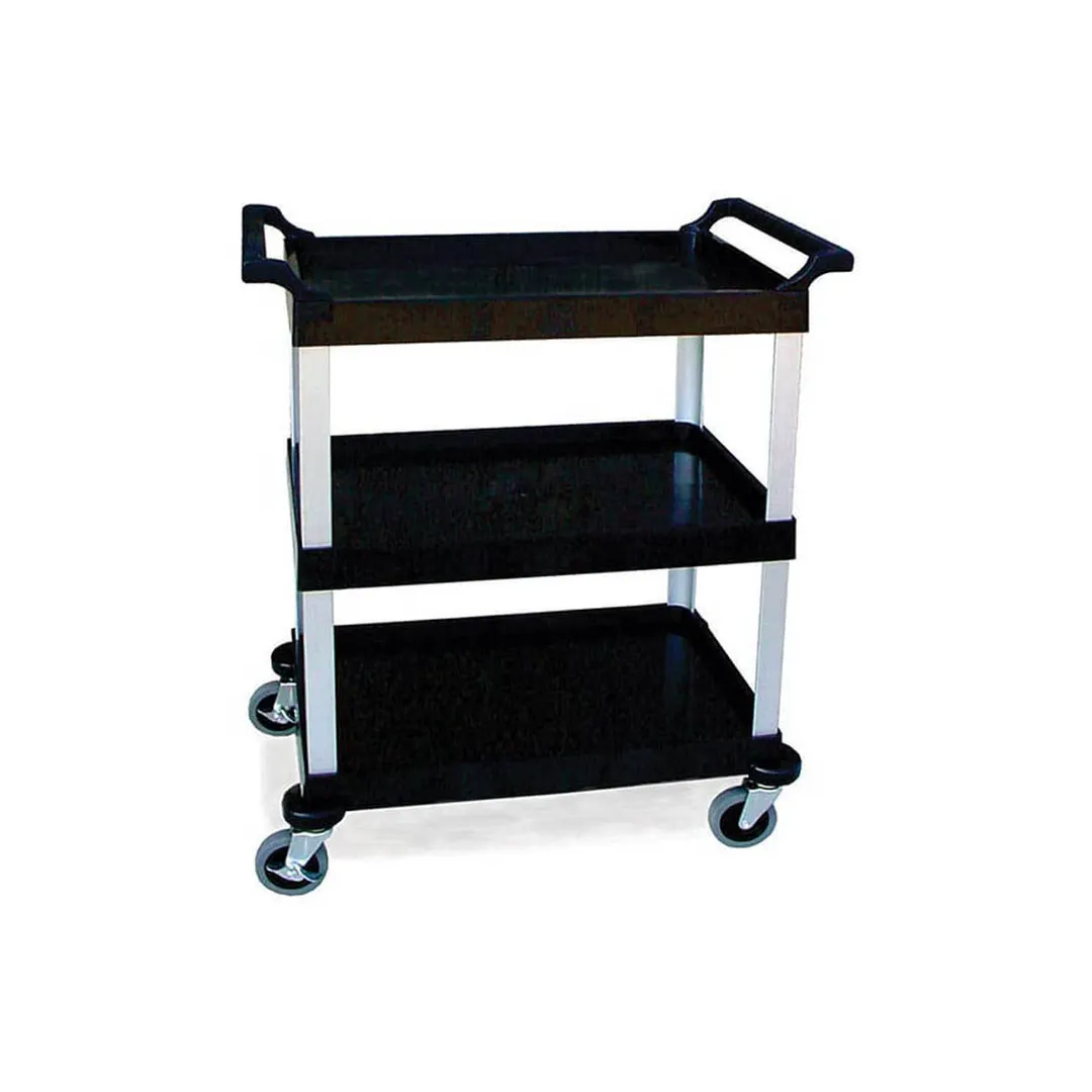 Lakeside 2500 Black Plastic 3 Shelf Utility Cart - 31-3/4"W x 17-1/2"D x 38"H