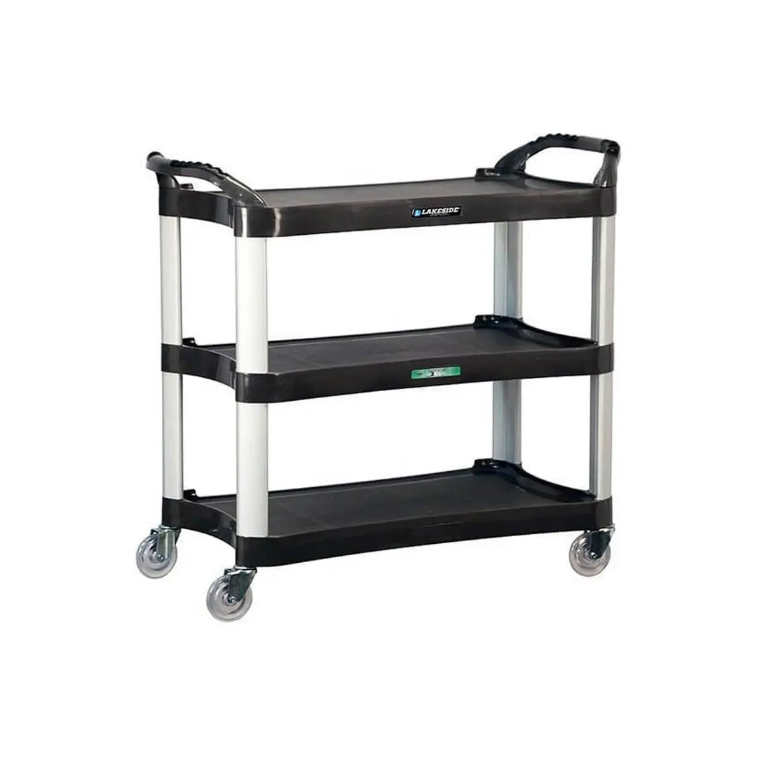 Lakeside 2512 Medium Duty Charcoal Plastic 3-Shelf Utility Cart - 20" x 42" x 37 1/2"