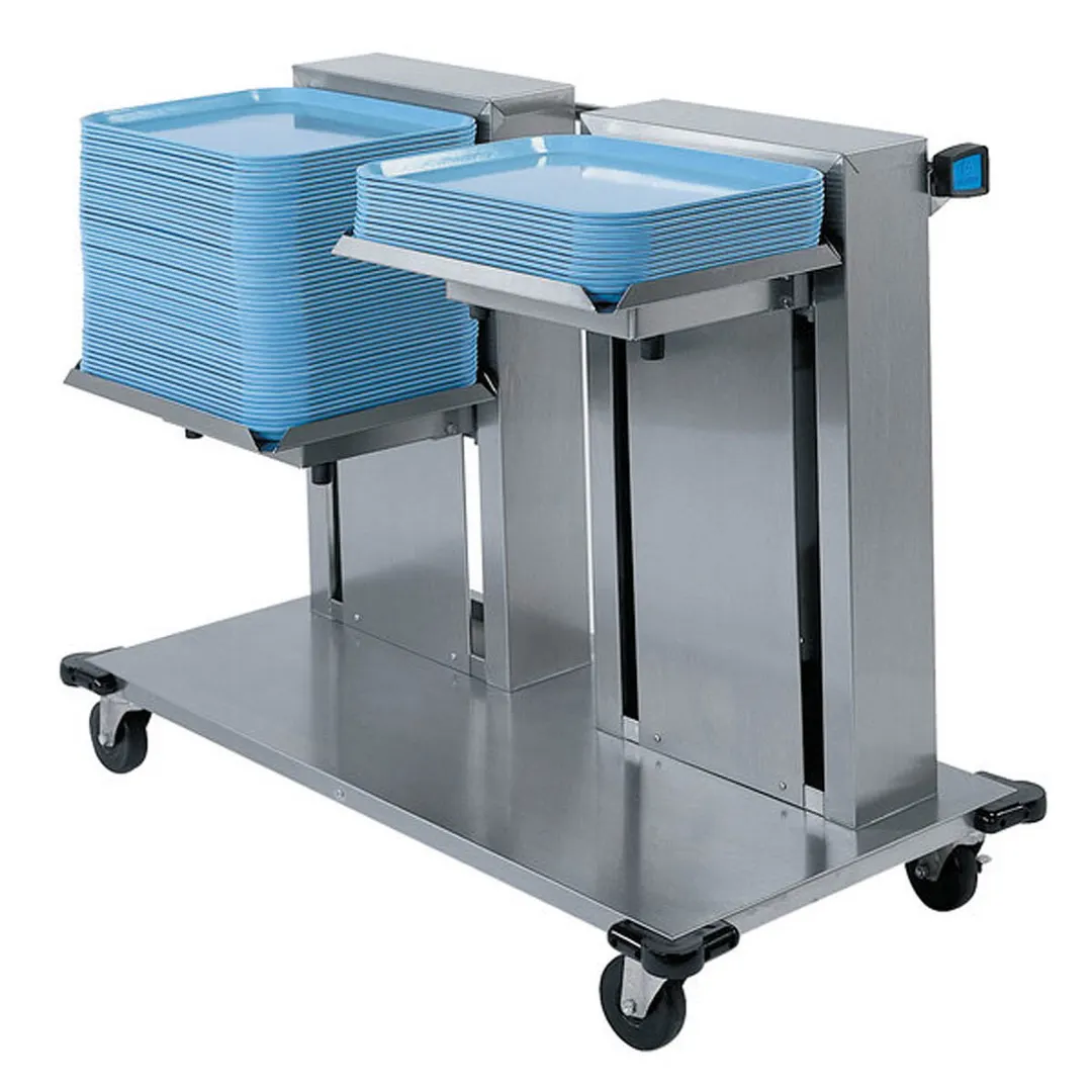 Lakeside 2818 Mobile Double Platform Cantilever Tray Dispenser for 14" x 18" Trays