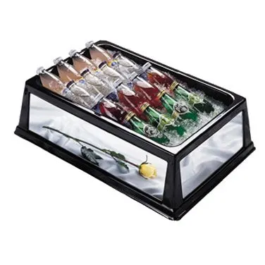 Lakeside 299 Iced Display Bin, Rect Plast Mirrored, Fits 18"x26"x6" Pan, 24"-35"/12"-23", Insul, USA