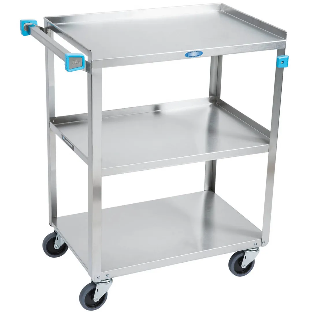 Lakeside 311 Standard Duty Stainless Steel 3-Shelf Utility Cart w/ 300 lb. Capacity