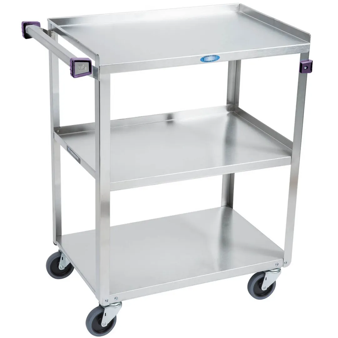 Lakeside 311A 3-Shelf Light Duty Utility Cart w/ 300 lb Capacity, (1) Push Handle