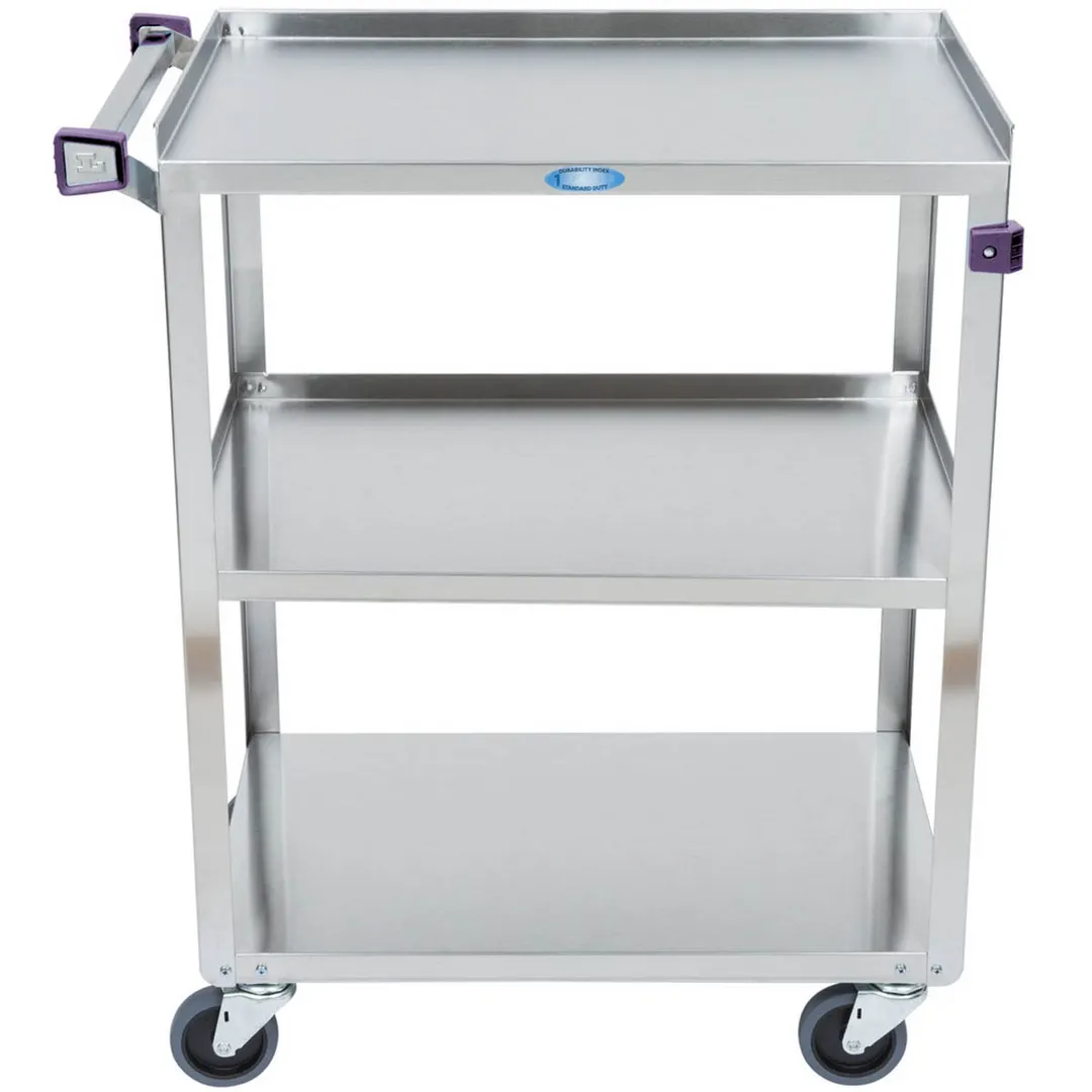 Lakeside 311A 3-Shelf Light Duty Utility Cart w/ 300 lb Capacity, (1) Push Handle
