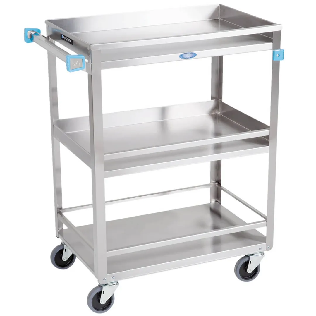 Lakeside 316 3 Shelf Stainless Steel Utility Cart w/ 300 lb Capacity - 27 1/2" x 16 1/4"