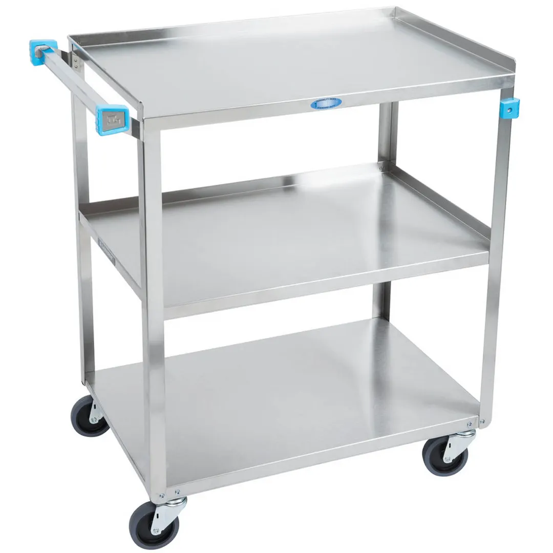 Lakeside 322 Stainless Steel 3-Shelf Utility Cart w/ 300 lb. Capacity