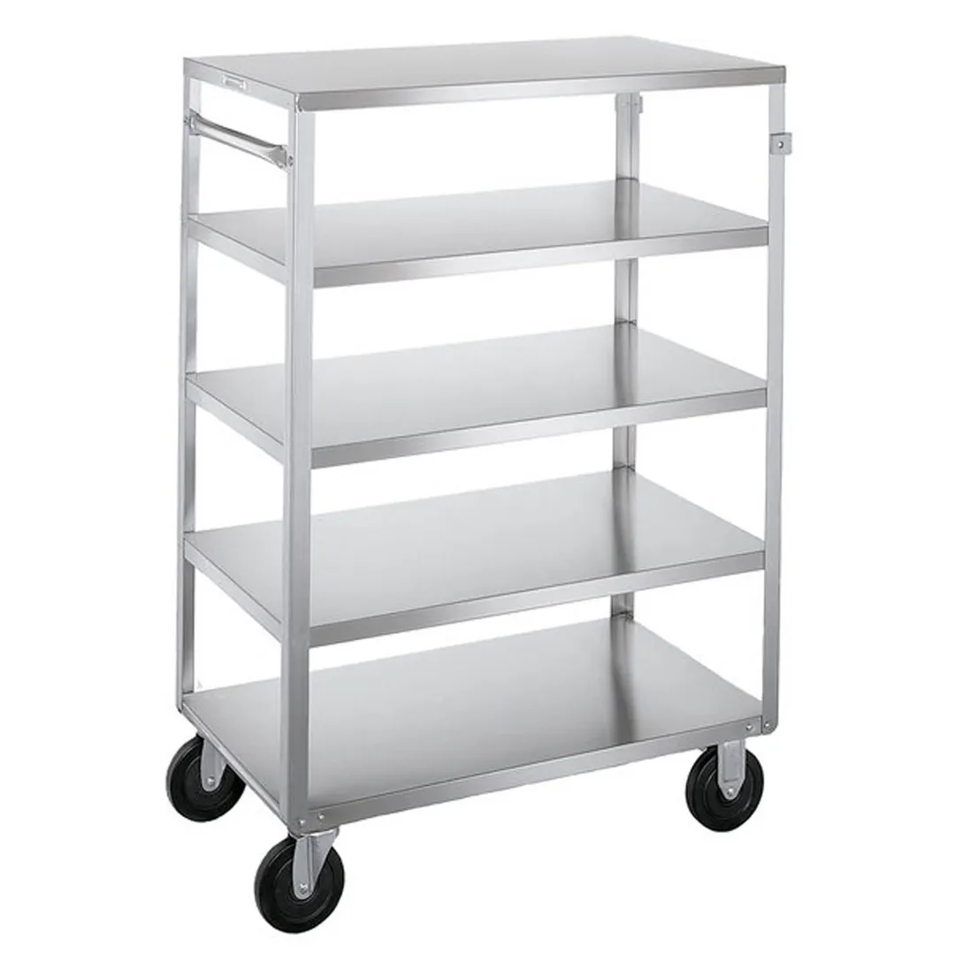 Lakeside 355 Stainless Steel 5-Shelf Open Tray Utility Cart w/ 8-3/8" Clearance