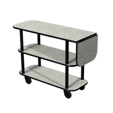 Lakeside 36102 Rectangular Serving Cart with 3 shelves, Laminate Finish, 10" Drop Leaf