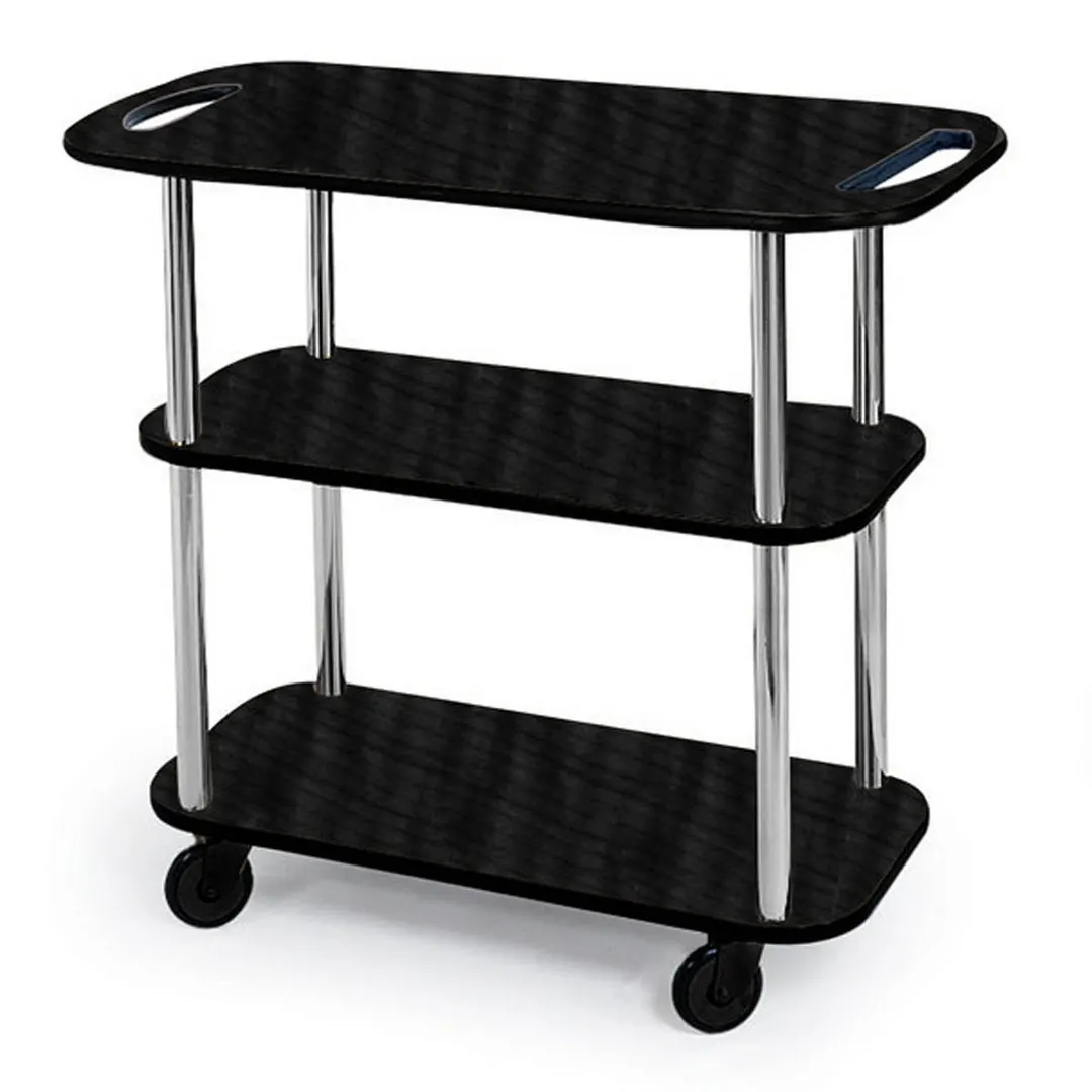 Lakeside 36104 Rectangular Serving Cart with 3-Shelf, Handle Cut-Outs on Top Shelf