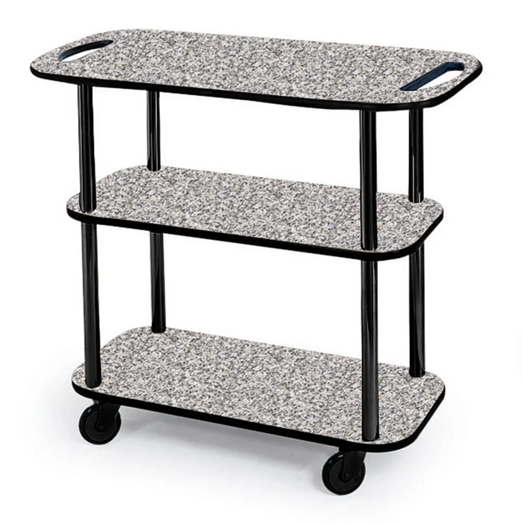 Lakeside 36104 Rectangular Serving Cart with 3-Shelf, Handle Cut-Outs on Top Shelf