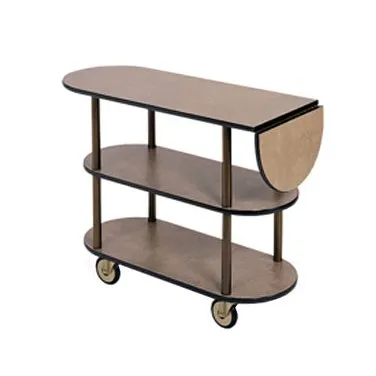 Lakeside 36202 Oval Serving Cart with 2 Shelf, 10″ Drop Leaf, Laminate Finish