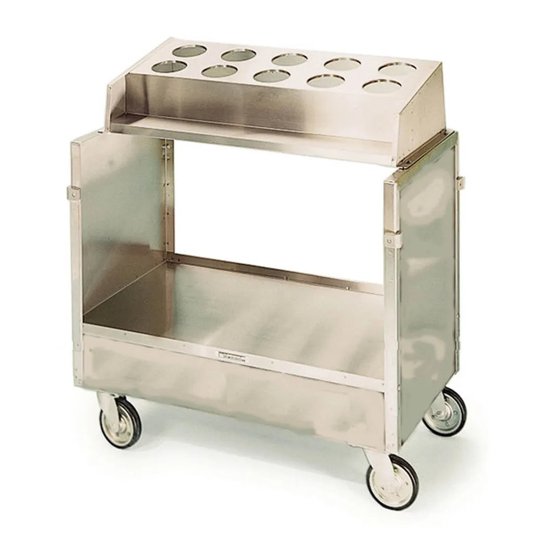 Lakeside 403 Tray & Flatware Cart w/ 10 Hole Flatware Bin and 120 Tray Capacity