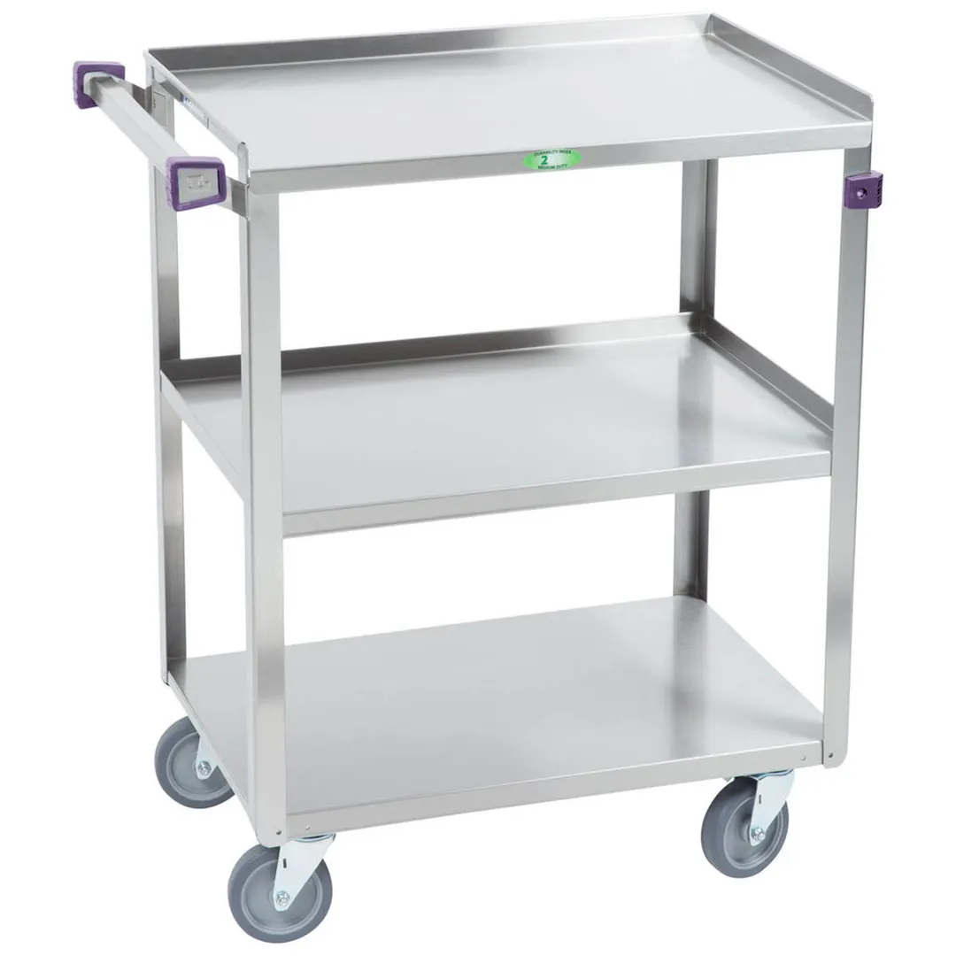 Lakeside 411 Stainless Steel 3 Shelf Utility Cart w/ 500 lbs Capacity