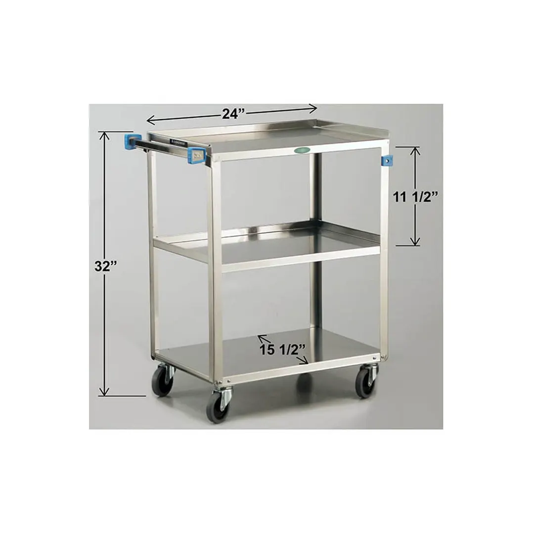 Lakeside 411 Stainless Steel 3 Shelf Utility Cart w/ 500 lbs Capacity
