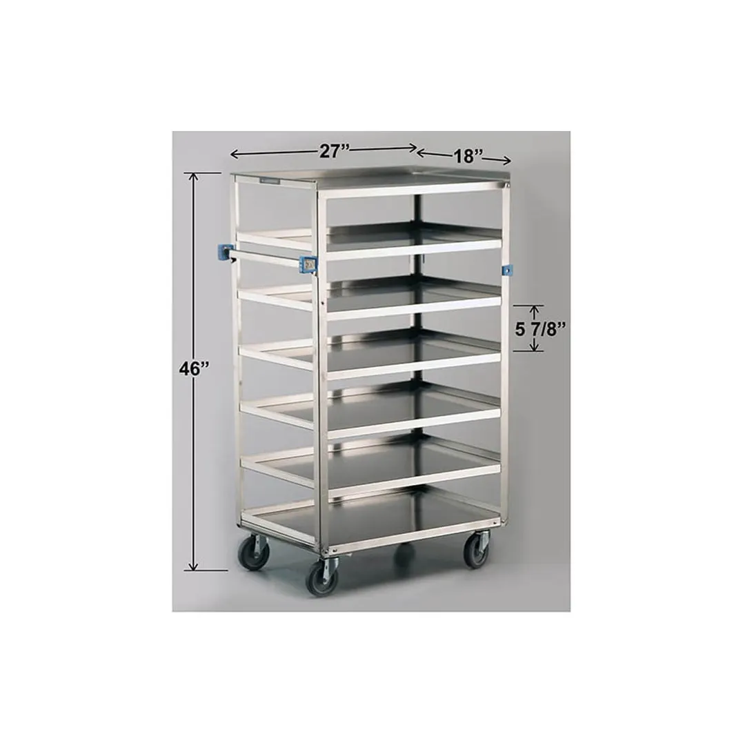Lakeside 437 Stainless Steel Economy Tray Delivery Cart with w/ 6 Shelves & Cover