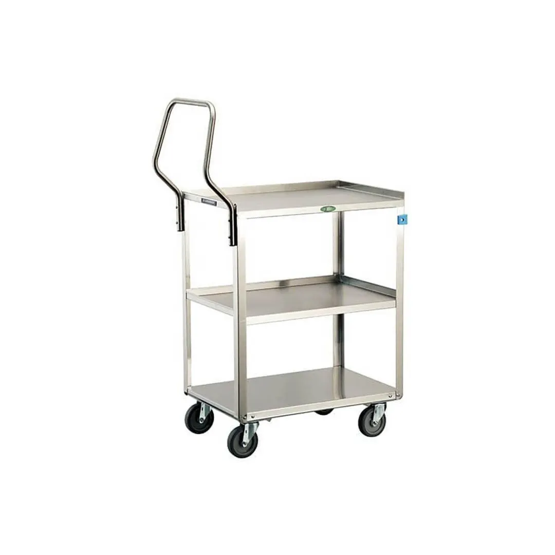 Lakeside 4411 Handler Stainless Steel 3 Shelf Medium Duty Utility Cart w/ 15-1/2" x 24" Shelf Size
