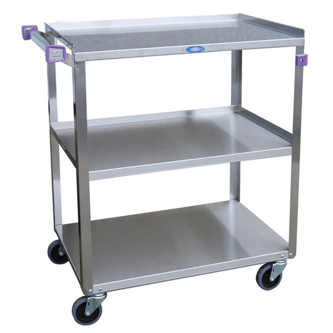 Lakeside 444A Stainless Steel 3-Shelf Medium Duty Utility Cart w/ 21" x 35" Shelf Size
