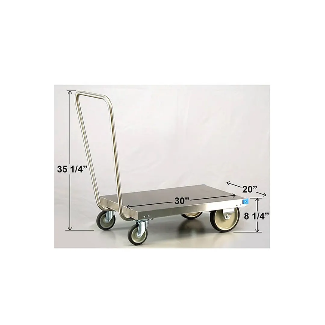 Lakeside 454 Stainless Steel Platform Truck, 20x30, 650 lb, Single Handle, Swivel Casters