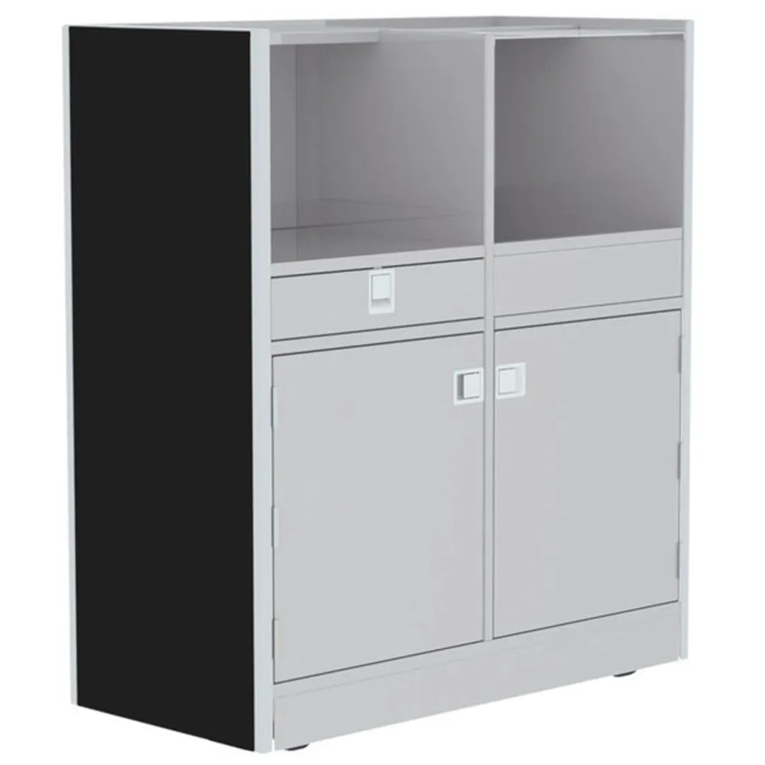 Lakeside 4608 Mobile Waitress Station, 48"W x 23"D x 55"H, Stainless Steel, Adjustable Shelves, Utility Drawers