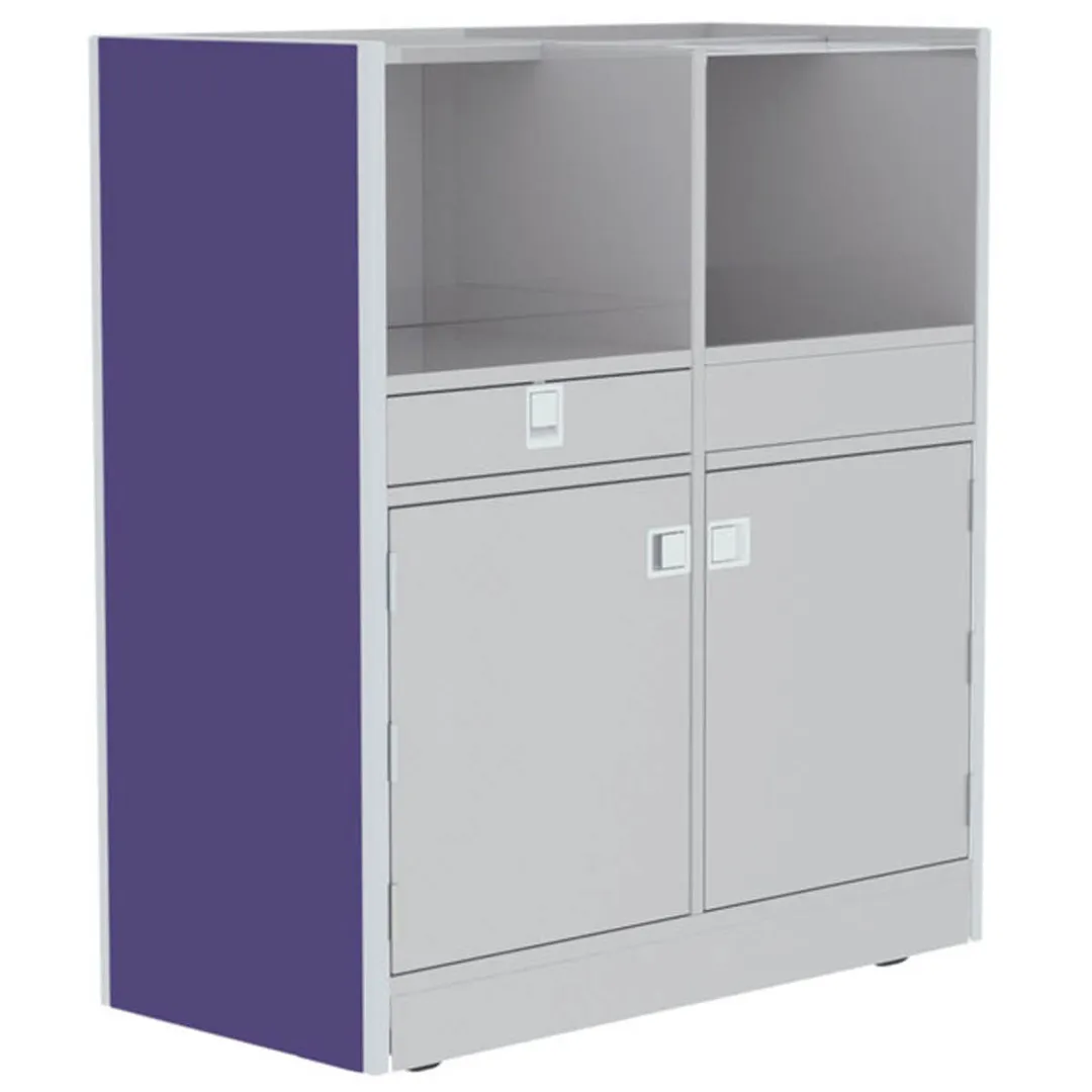 Lakeside 4608 Mobile Waitress Station, 48"W x 23"D x 55"H, Stainless Steel, Adjustable Shelves, Utility Drawers