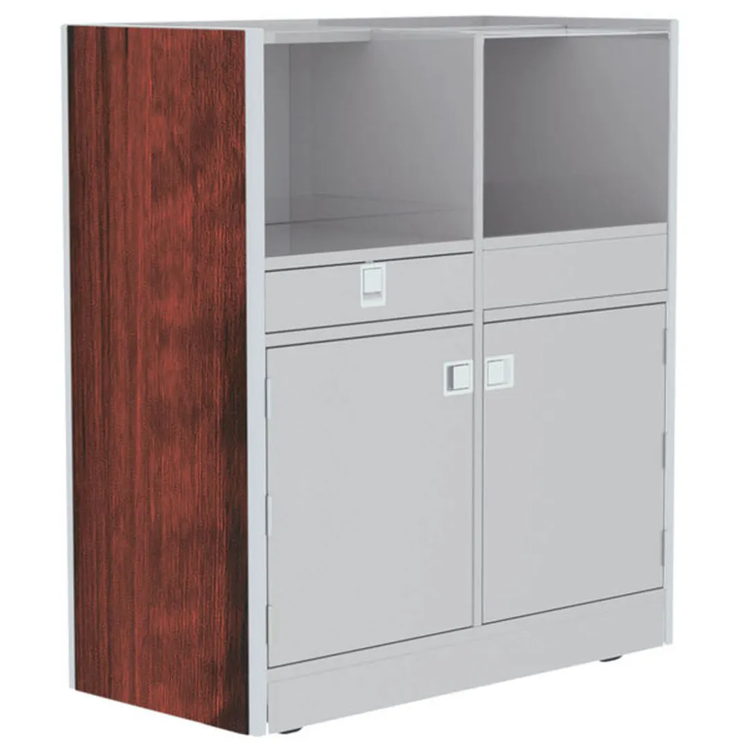 Lakeside 4608 Mobile Waitress Station, 48"W x 23"D x 55"H, Stainless Steel, Adjustable Shelves, Utility Drawers