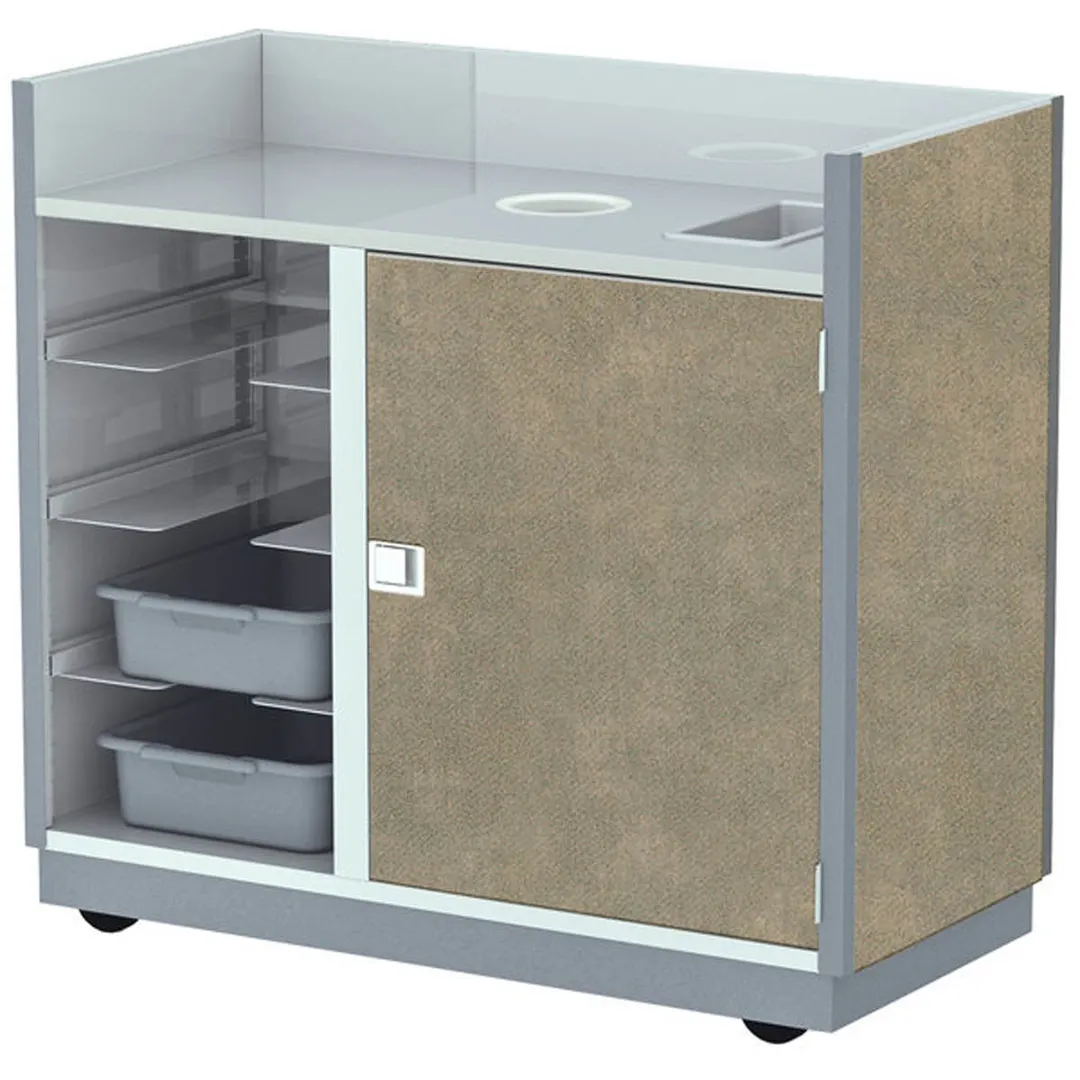 Lakeside 4612 Mobile Bussing Station, 49"W x 28"D x 46.25"H, Stainless Steel & Laminate Finish