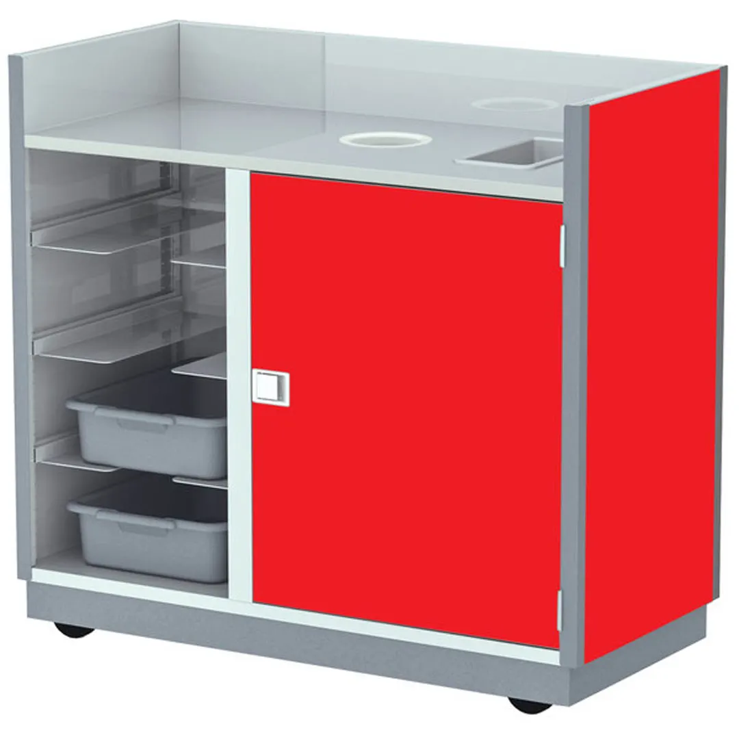 Lakeside 4612 Mobile Bussing Station, 49"W x 28"D x 46.25"H, Stainless Steel & Laminate Finish
