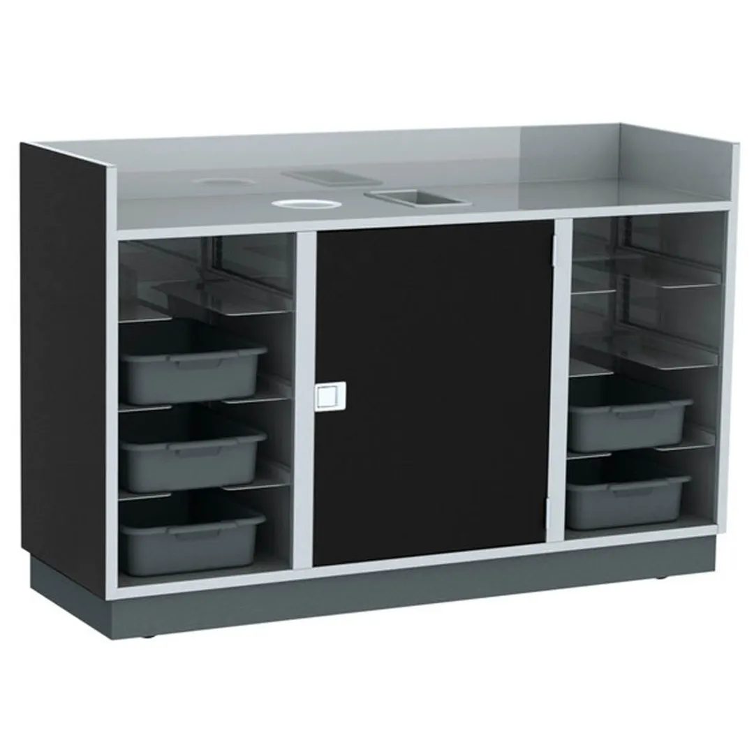 Lakeside 4618 Mobile Bussing Station, 70"W, Stainless Steel, Plastic Laminate Finish, 5" Swivel Wheels