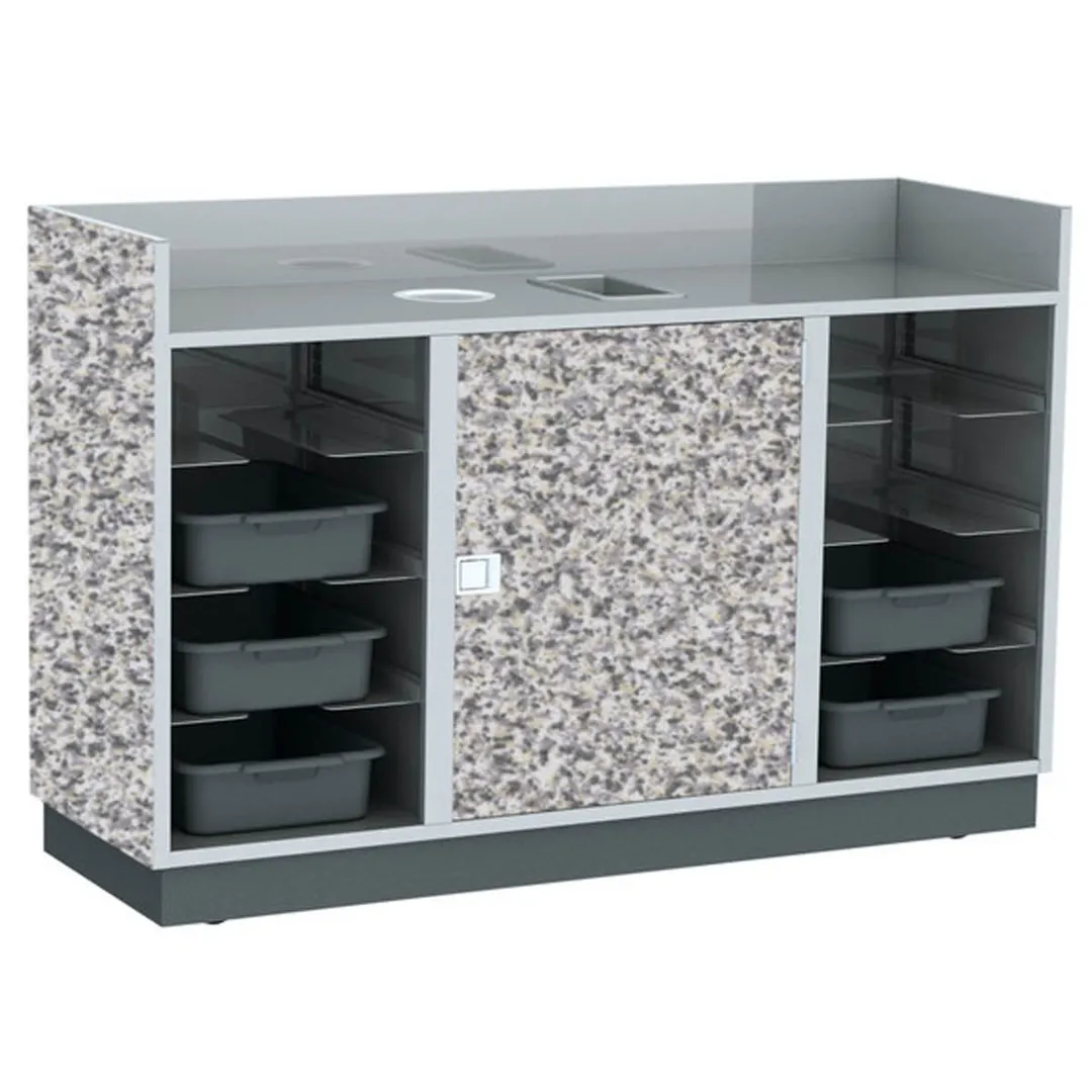 Lakeside 4618 Mobile Bussing Station, 70"W, Stainless Steel, Plastic Laminate Finish, 5" Swivel Wheels