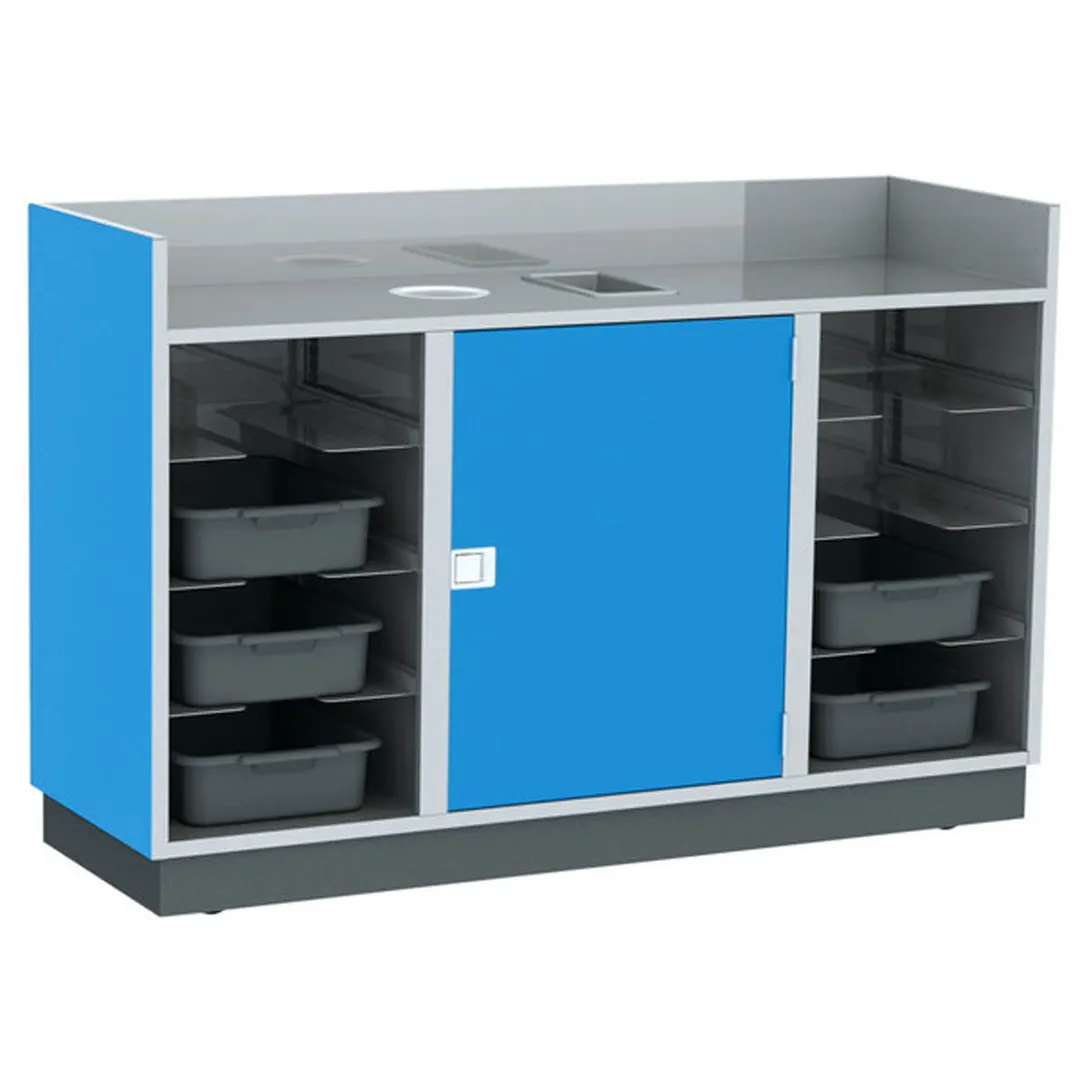 Lakeside 4618 Mobile Bussing Station, 70"W, Stainless Steel, Plastic Laminate Finish, 5" Swivel Wheels