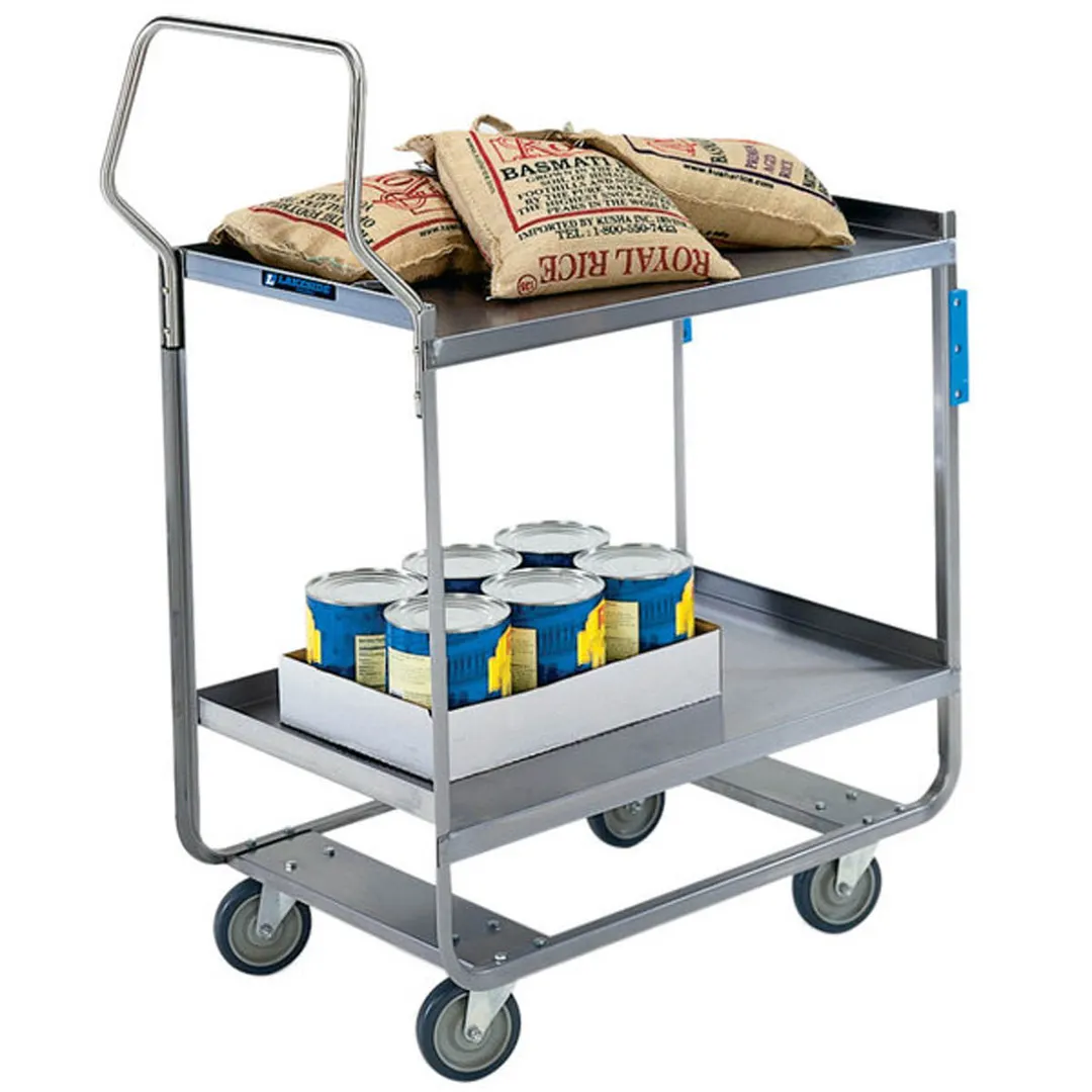 Lakeside 4744 38" Stainless Steel 3-Shelf Heavy Duty Utility Cart w/ 700 lb Capacity