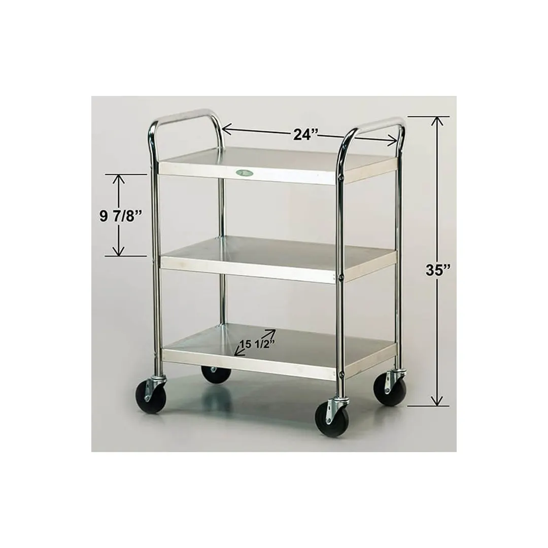 Lakeside 479 27" Stainless Steel 3-Shelf Utility Cart w/ 500 lb Capacity