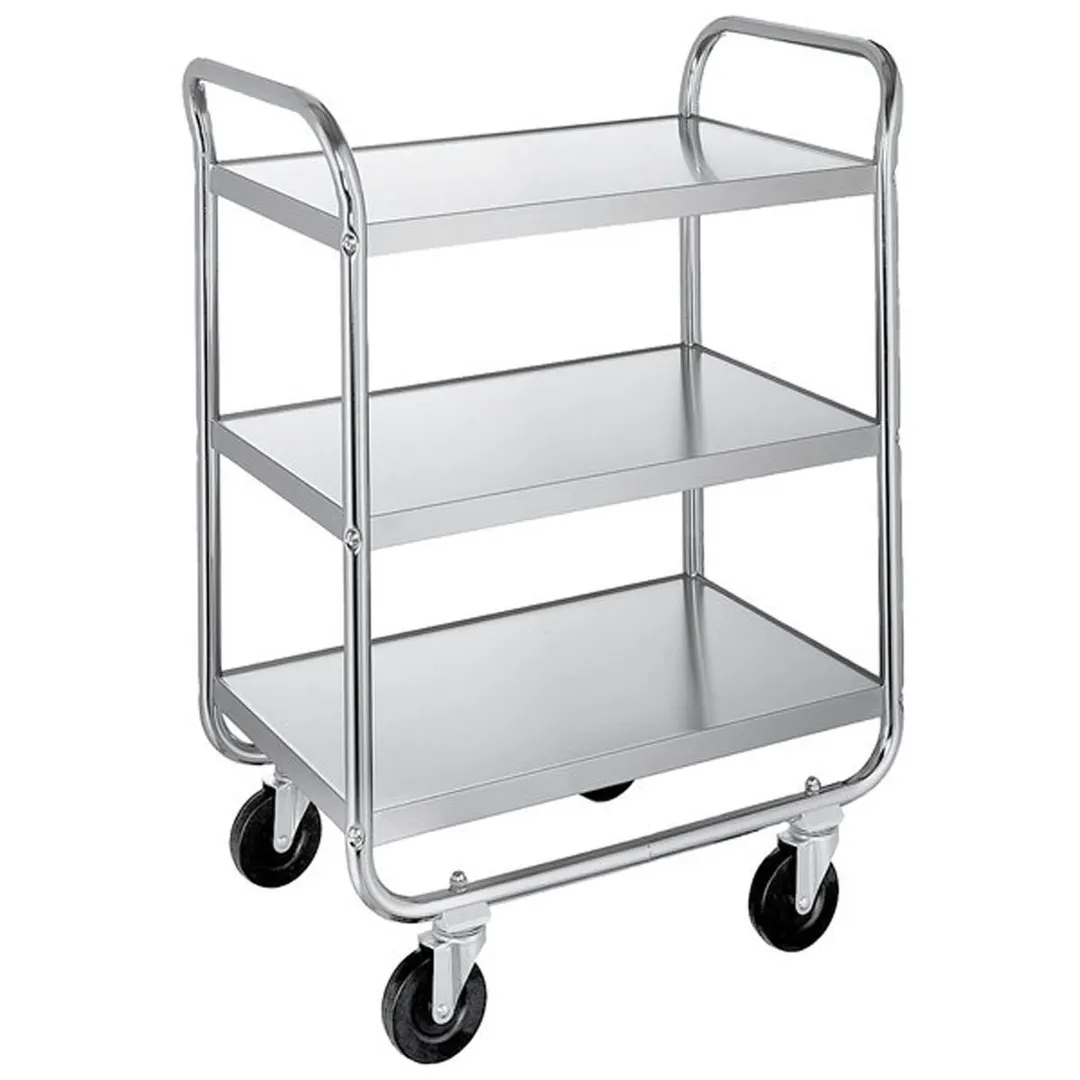 Lakeside 489 27" Stainless Steel 3-Shelf Utility Cart w/ 500 lb Capacity