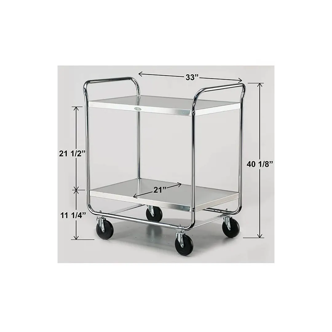 Lakeside 492 Stainless Steel 2-Shelf Tubular Utility Cart - 36" x 23" x 40-1/8"