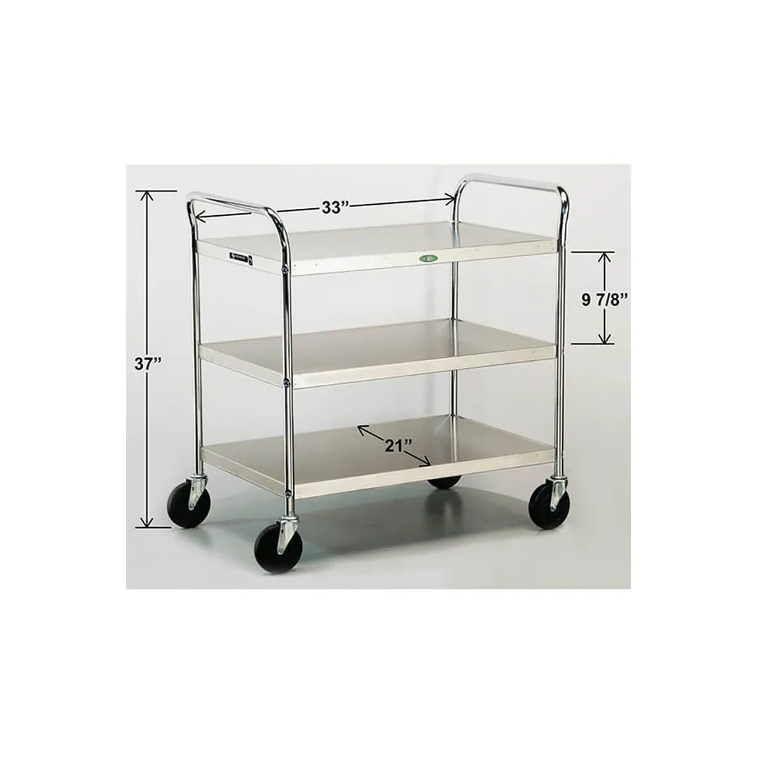 Lakeside 499 Stainless Steel 3-Shelf Chrome Plated Utility Cart - 36" x 23" x 37"
