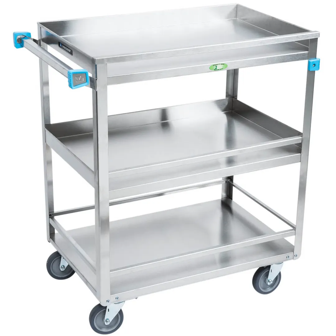 Lakeside 526 31" 3-Shelf Stainless Steel Medium Duty Guard Rail Utility Cart