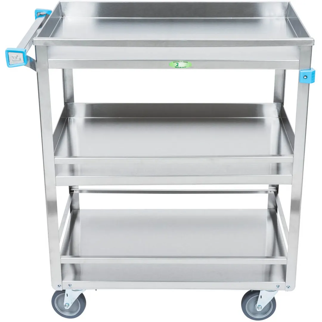 Lakeside 526 31" 3-Shelf Stainless Steel Medium Duty Guard Rail Utility Cart
