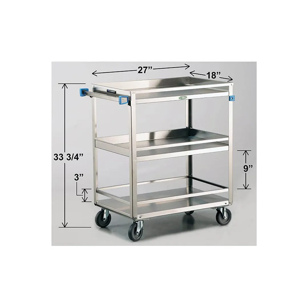 Lakeside 526 31" 3-Shelf Stainless Steel Medium Duty Guard Rail Utility Cart