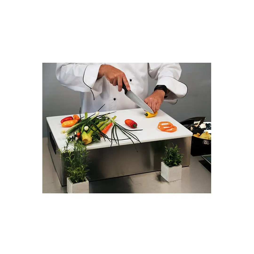 Lakeside 556 Board Riser, 24½" L, 18‑Gauge Stainless Steel, Silver, Lift Handle, Bus‑Tub Waste, USA Made