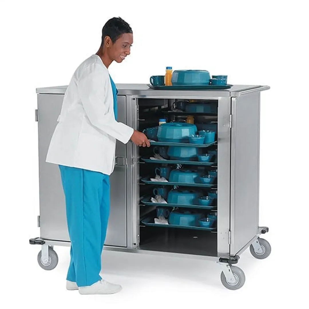 Lakeside 5632 Low Profile 32 Tray Elite Series Enclosed Meal Delivery Cart w/ 2 Compartments