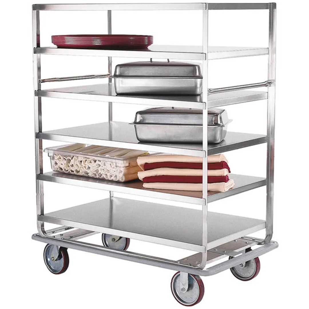 Lakeside 588 Stainless Steel Queen Mary Banquet Cart w/ 6 Shelves, All Shelf Edges Down