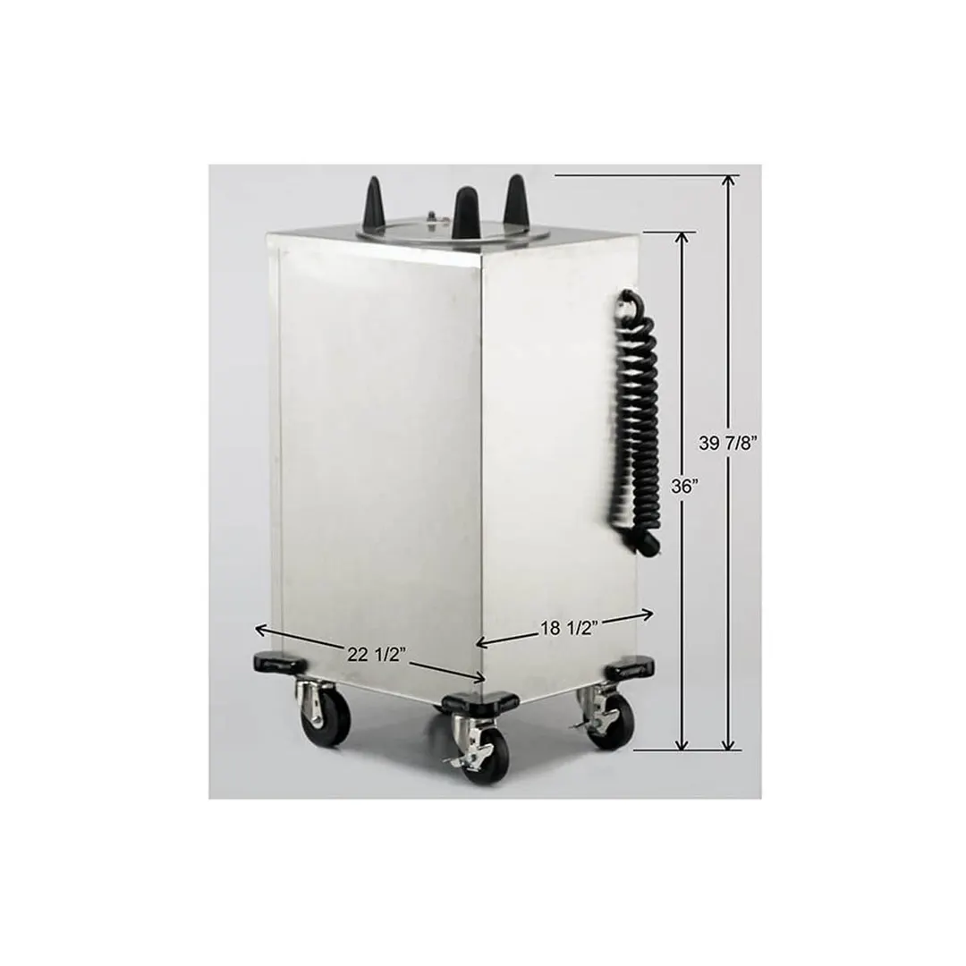 Lakeside 6109 Mobile Heated Single Stack Dish Dispenser Dispenser, 8-1/4"-9-1/8" Plates
