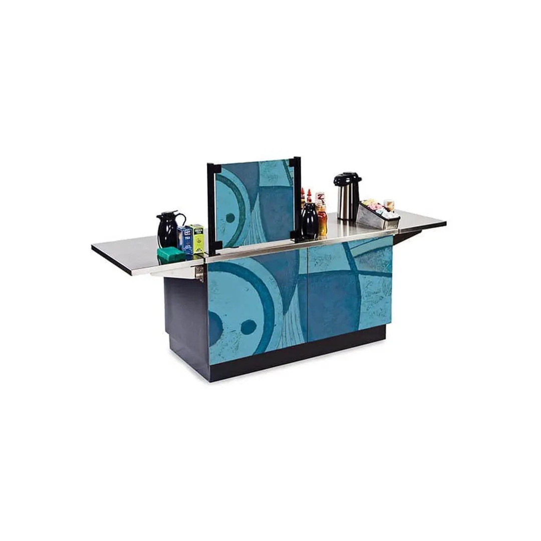 Lakeside 6120 Mobile Stainless Steel Coffee Kiosk w/ (2) 18" Dropleaves, Purple Laminate Finish