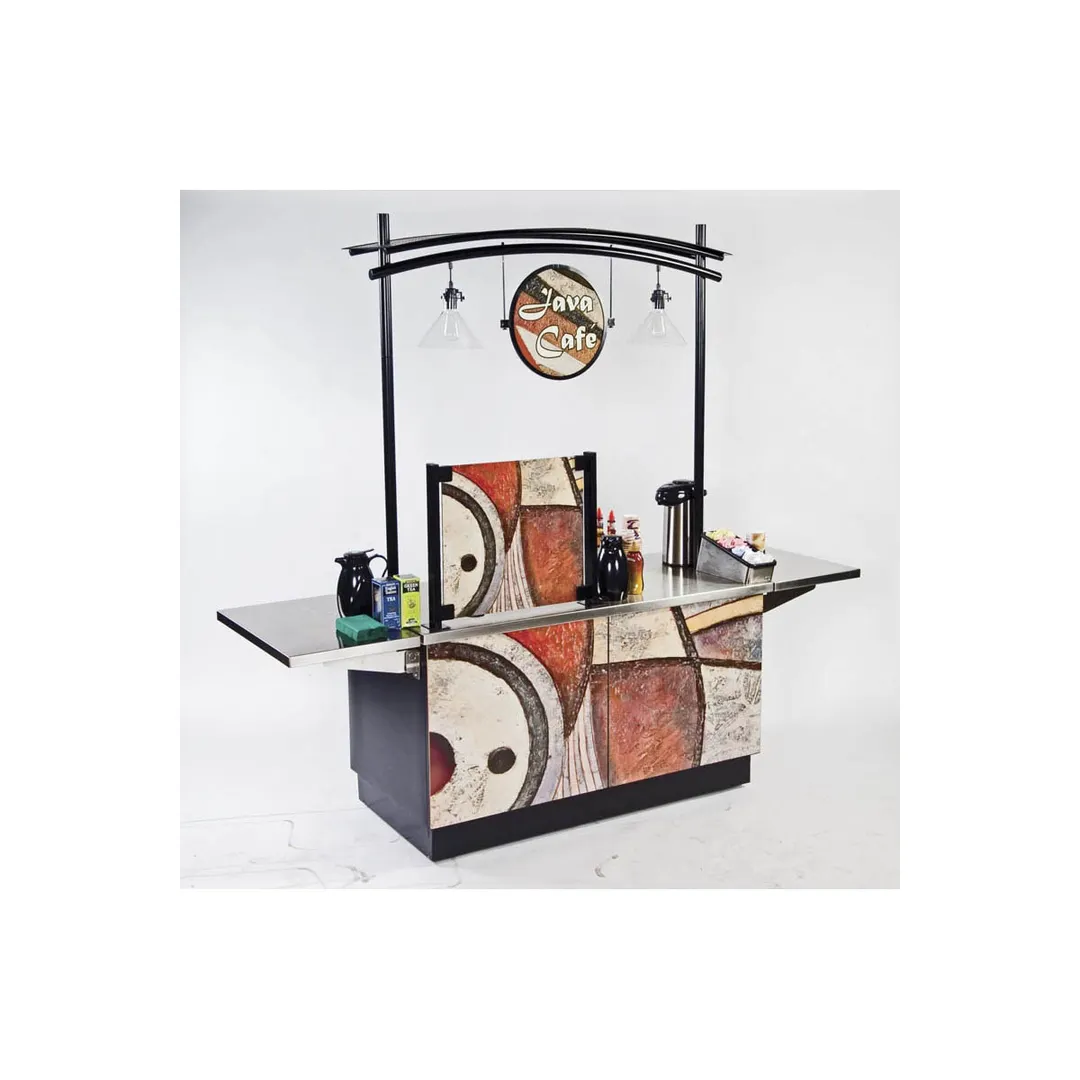 Lakeside 6120 Mobile Stainless Steel Coffee Kiosk w/ (2) 18" Dropleaves, Purple Laminate Finish