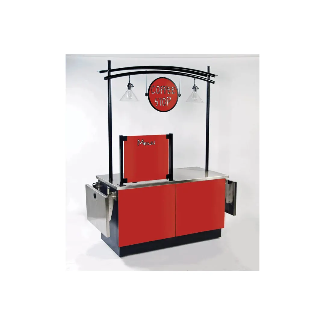 Lakeside 6120 Mobile Stainless Steel Coffee Kiosk w/ (2) 18" Dropleaves, Purple Laminate Finish