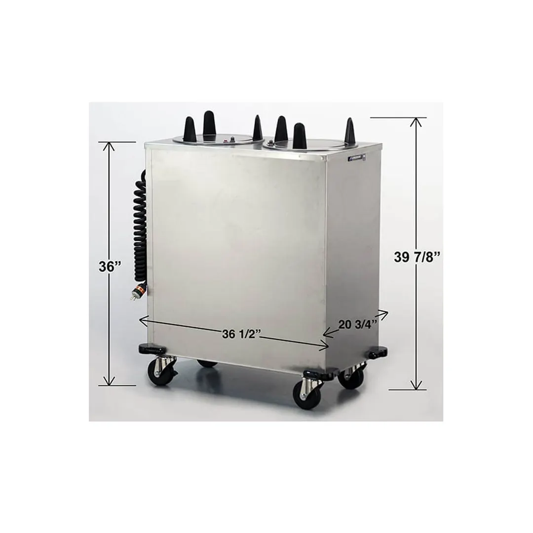 Lakeside 6211 Mobile Enclosed Two Stack Heated Dish Dispenser for 10 1/4" to 11" Dishes 