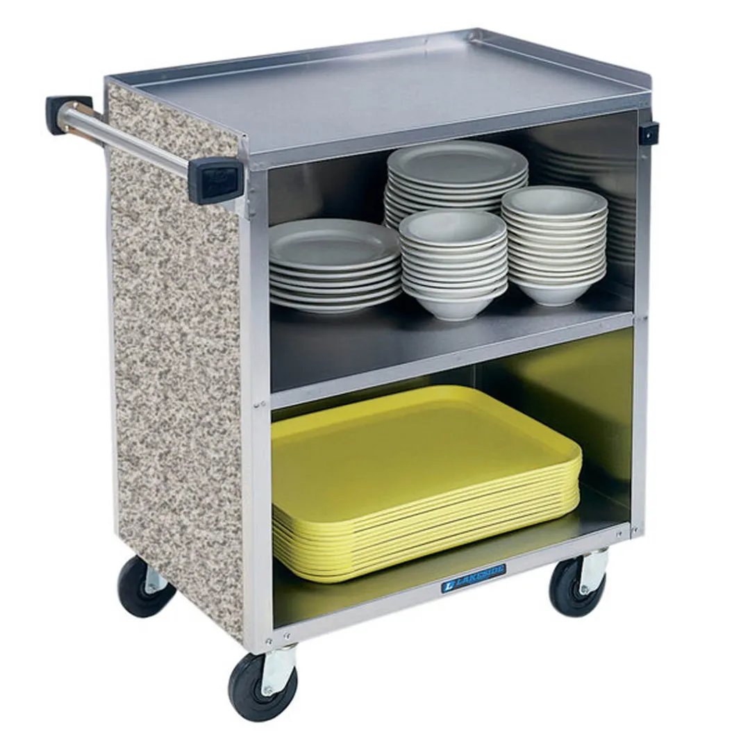 Lakeside 622 30" Stainless Steel 3 Shelf Bus Cart w/ Enclosed Back & Sides