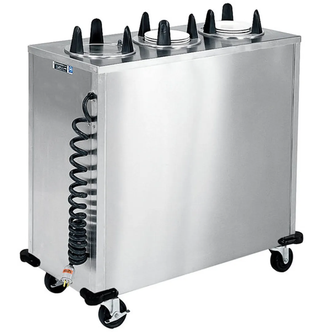 Lakeside 6308 Mobile Enclosed 3-Stack Dish Dispenser w/ 8-1/8" Dia. Dish Size, Heated
