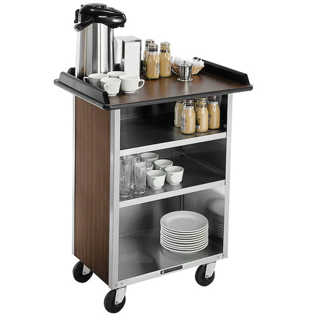 Lakeside 636 Beverage Service Cart w/ Stainless Steel Base & Interior, Laminated Top